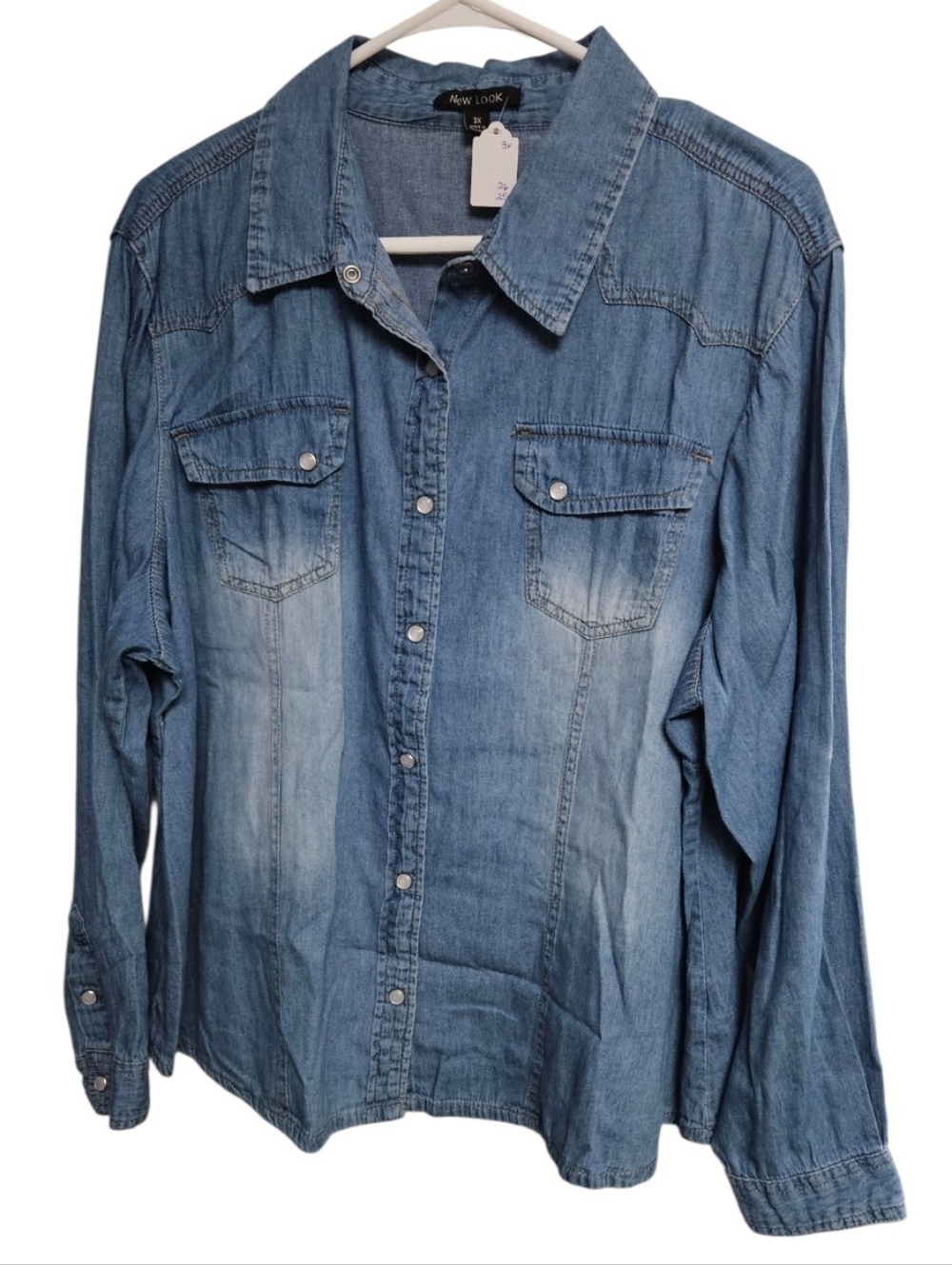 New Look Light Wash Denim Button-Up Shirt